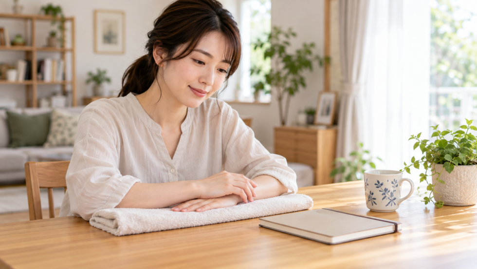 手首を無理なく支えて休める説明用イメージ