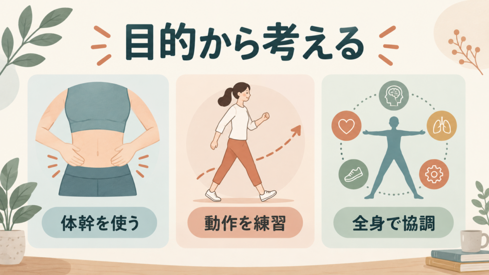 体幹と手足が協調して動く考え方を示す図