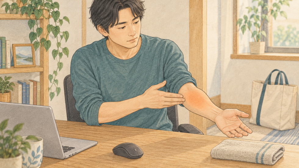 肘から手首の間の痛む範囲を示す説明用イラスト
